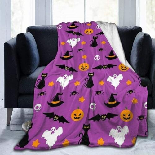 Halloween Blanket Throw Ghost Pumpkin Air Conditioner Quilt for Sofa Bed Couch Living Room Bedroom Office Travel 120x150cm