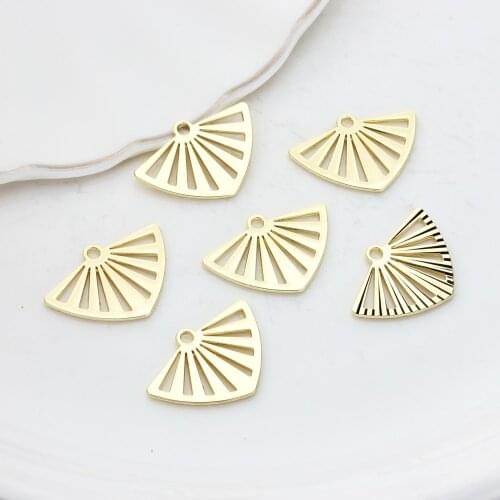 Zinc Alloy Gold Geometric Triangle Fan Charms Pendant Charms 25mm 10pcs/lot For DIY Fashion Earrings Jewelry Material