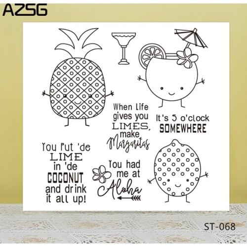 AZSG Pineapple Orange Kiwifruit Clear Stamps/Seals For DIY Scrapbooking/Card Making/Album Decorative Silicone Stamp Crafts