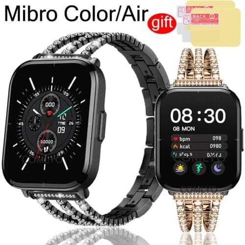 Luxurious Stainless steel Wristband Watch Band Strap For xiaomi mibro color Smart Wristband with mibro air screen protector film