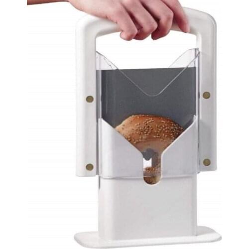 Stainless Steel Bagel Cutter Slicer Guillotine Action Blade Holder Knife Biter Kitchen Tools