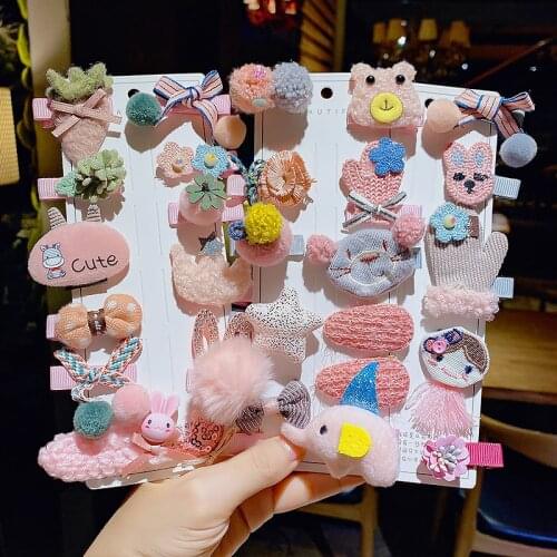 10 Pcs/Set Cute Cartoon Animal Baby Hair Clips Bows Children Hairpins Flower Barrettes Elastic Hairbands Baby Hair Accessories