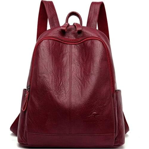 Backpack Female Leather Womens Backpack 2021 Large Capacity Bagpack School Shoulder Bag for Teenage Girls Mochilas Sac A Dos