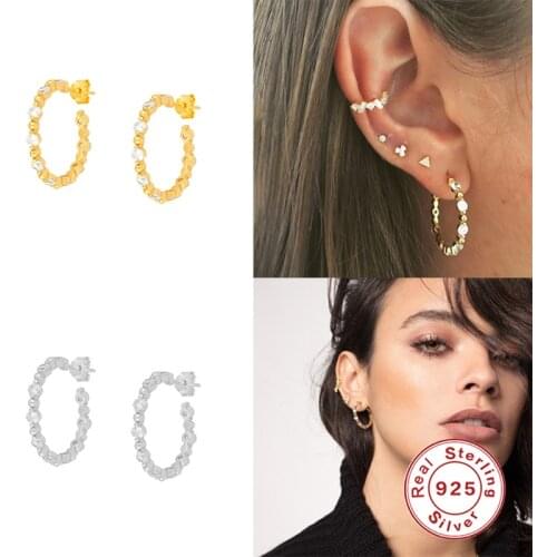 Aide 925 Sterling Silver Round Stud Earrings For Women Small Circle Loop Earring Twist Geometric Earings Fashion Jewelry 2019