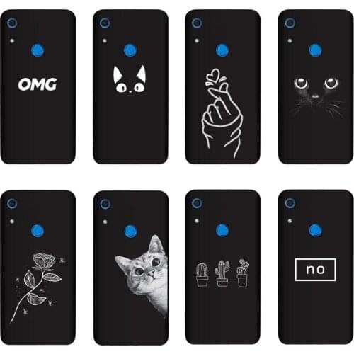 QAQsam Silicone Cover For Huawei Y6s Case Painting Flower Cat Moon Matte Phone Cases Funda