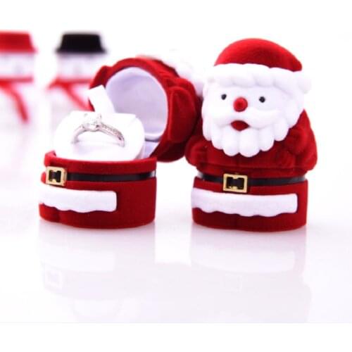 Flocking Cartoon Necklace Storage Box Portable Jewelry Box Creative And lovely Santa Claus Cartoon Ring Box