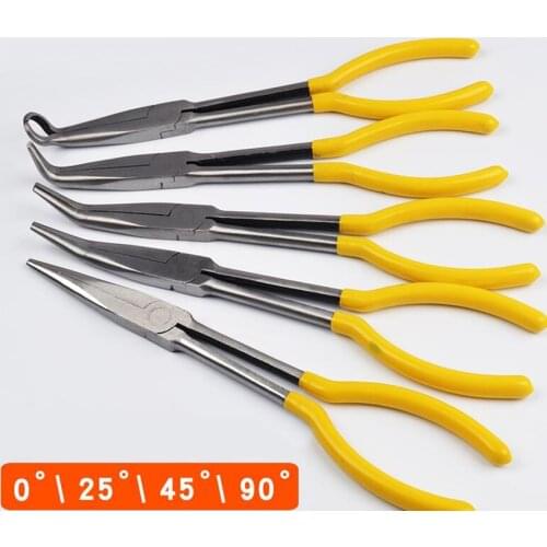 280mm Extra Long Pliers Bent Nose Plier Hand Repair Tools O-shape Tip Craft RepairingTool 0/25/45/90 Degree Curved Nose Plier