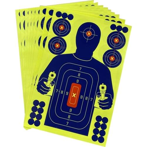 10pack Shooting Targets 12*18 inch Silhouette Splatter Reactive Paper Targets Fluorescent Rifle Pellet Gun