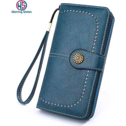 Warring States 2019 New Leather Wallet for Women Long Handbag Lady Walet Luxury Money Brand with Magic Zipper Purse