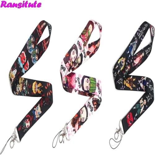 Kimetsu No Yaiba Series Lanyard Mobile Phone Key ID Badge Holder Neckband And Key Ring Ribbon Rope DIY Fashion Jewelry R825