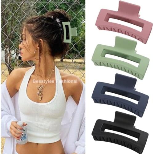 1Pc Matte Solid Hair Claws Elegant Clear Acrylic Hair Clips Hairpins Barrette Headwear for Women Girls Hair Accessories Gifts