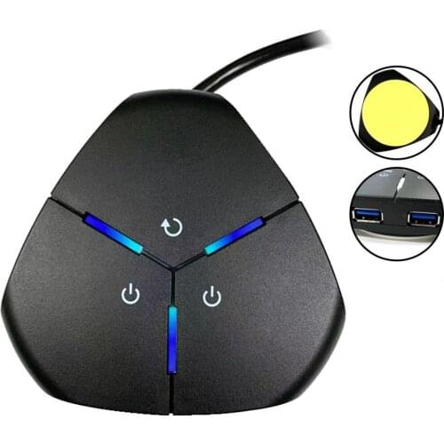 1.6m Desktop Power Switch Portable Dual USB Ports PC Internet Bar Computer Case Power Button Switch Cable