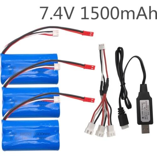 2/3pcs7.4 V 1500 mAh lipo battery and USB charger 3in1 cable for DH9053 9101 mjx f45 9118 rc Helicopter parts