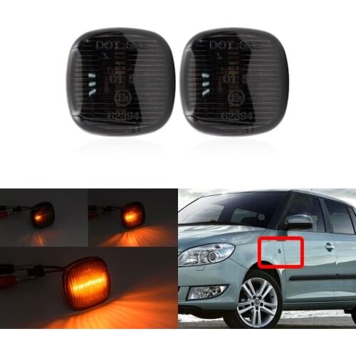 2x For Skoda Fabia MKI 6Y MKII 5J 1999-2014 Dynamic Amber Front Led Turn Signal Indicator Blinkers Flowing Side Marker Light