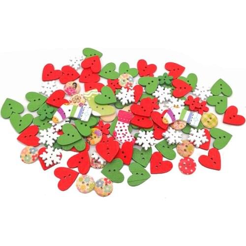 50pcs/Pack Colorful Restoring Ancient Ways Buttons Wooden Christmas Decoration Sewing Parts Kindergarten Children Hand Materials
