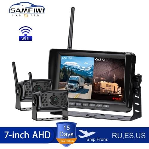 2ch AHD Wireless Truck DVR Car Monitor Car Display Screen 7" IR Night Vision Reverse Backup Recorder Wifi Camera For Bus RV