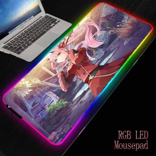 Mairuige anime girl game RGB big mouse pad game console XXL, mouse pad Led backlit non-slip keyboard table mat rubber promotion
