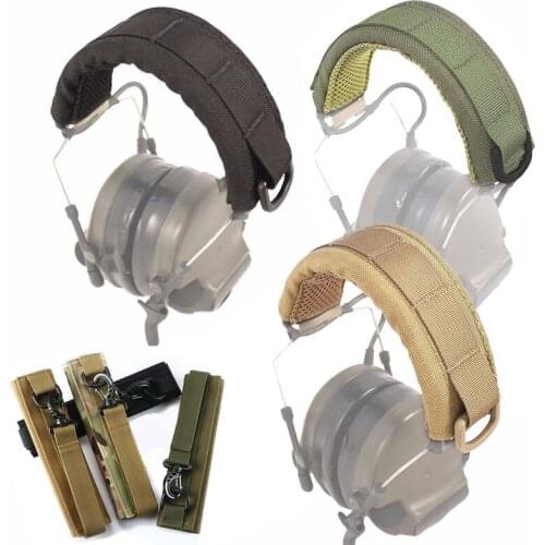 Molle Tactical Headband Cover Modular Headset Earphone Cover W/Adhesive Strap For Earmuffs Accessories Protection Case