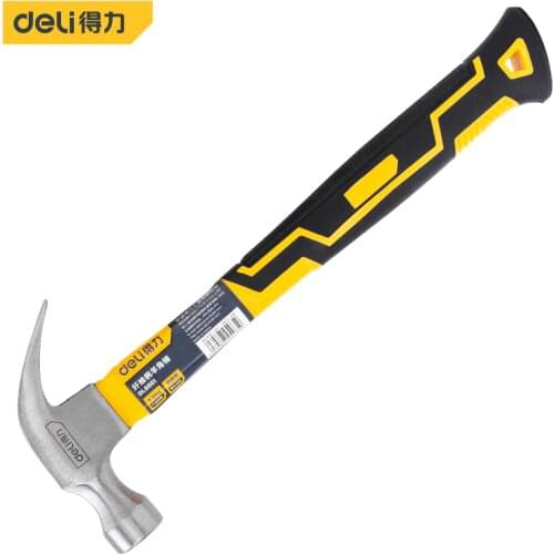 Deli Round Head Fibre Handle Claw Hammer Professional Joinery Home Carpentry V-Horn Hammer Nail Hammer Non-slip Multi-function