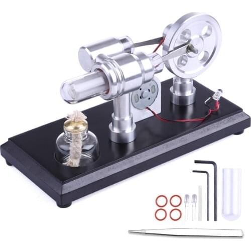 Demonstration of Preschool Education Toys for External Combustion Engine of Double Cylinder DIY Micro Stirling Engine