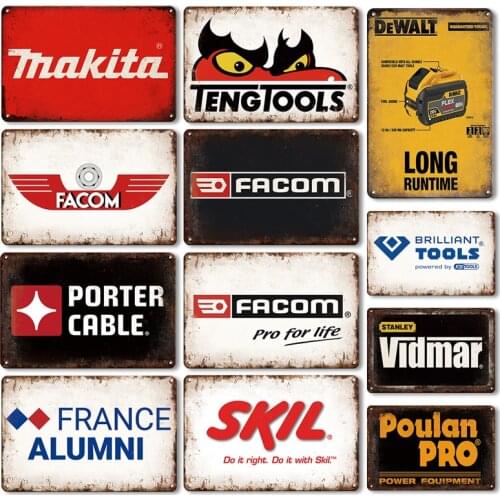 Wrench Tool Art Poster Metal Plate Sign Vintage Chainsaw Tools Tin Signs Retro Man Cave Garage Wall Decor Plaque Club Door Sign