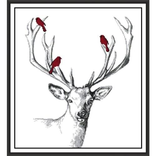 JoySunday cross-stitch embroidery kit elk bird pattern animal painting sewing embroidery kit DIY sewing home decoration painting