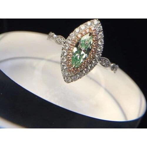 JX201101 Green Diamond Ring 0.439ct 18K Gold Natural Green Diamond Wedding Engagement Female Rings for Women Fine Diamonds Ring