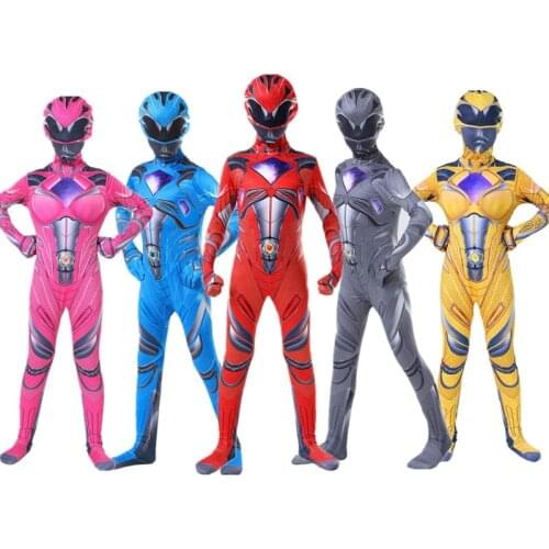 Boys Power Mecha Five Beast Costume Child Mystic Force Superhero Red Ranger Party Cosplay Halloween Carnival Suit For Kids Adult