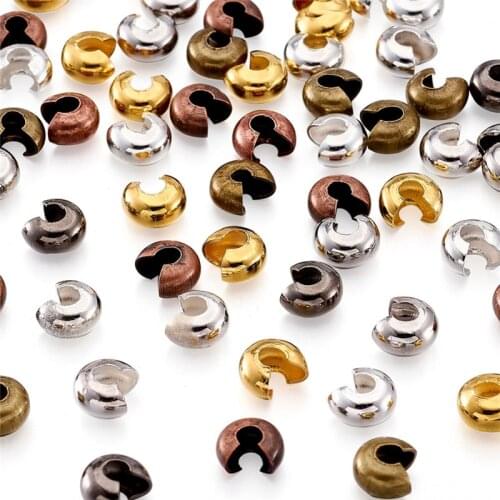 500pcs Iron Crimp Beads Covers 3mm 4mm 5mm Mixed Color Bead Cover for DIY Jewelry Making Findings Hole: 1.5mm F70