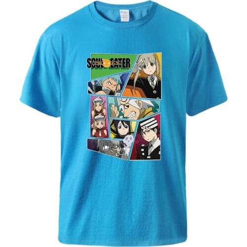 Japan Anime Print Tshirt Men Soul Eater Summer Top Tee 2021 Male Short Sleeve T shirts Casual Loose Graphic T shirts Tops