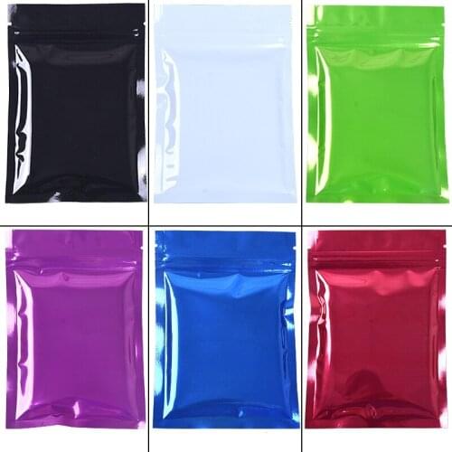 High quality 6 colors 3000pcs/lot Metallic Mylar Bags Flat Black Aluminum foil Packing Bags Small plastic Self seal bags