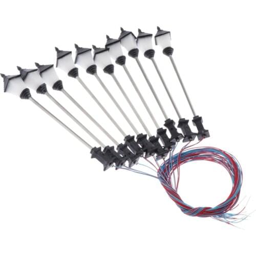 10x Model Railroad Train Lamp Posts Lamps Street Lights HO Scale LEDs Fairy Garden Park Lights Supplies 1:100, Style 5 - 7cm