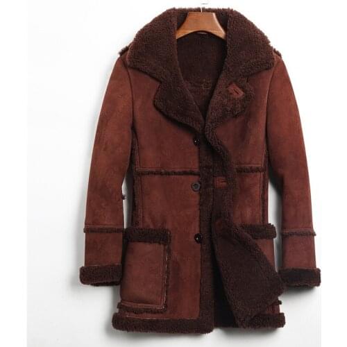 Fashion Shearling Long Jacket Men b3 Shearling Leather Jacket Provide Customized Mens Winter Warm Coat