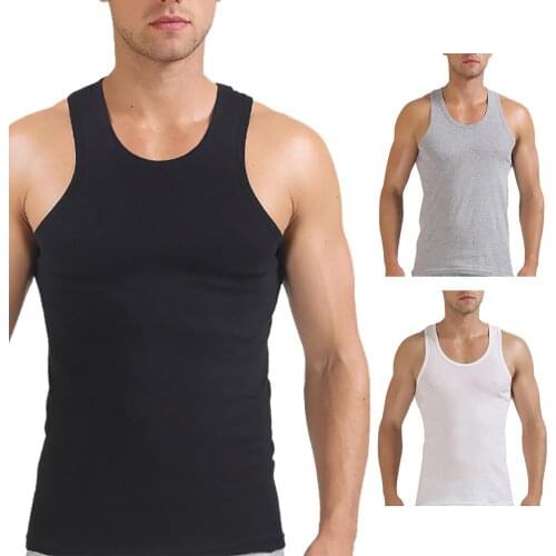 Men Fashionable Summer Sexy Casual Outdoor Sport Solid Color Cotton Vest Top