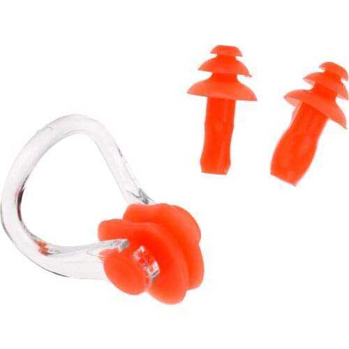 Soft Silicone Nose Clip & Ear Plugs Set for Swimming - Universal, One Size Fits Most - Random Color