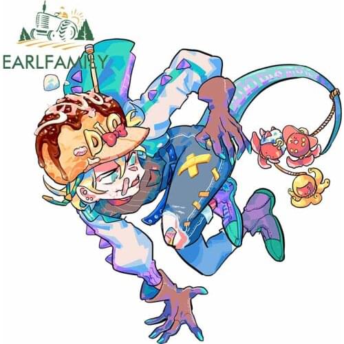 EARLFAMILY 13cm x 13cm for Jojos Bizarre Adventure Peaked Cap Dio Occlusion Scratch Car Stickers Anime Decal for Motorcycle VAN