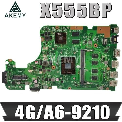 NEW AKEMY X555QG Laptop Motherboard for ASUS X555Q X555B X555BP K555B A555B K555Q original Mainboard 4GB-RAM A6-9210-CPU R5-M420