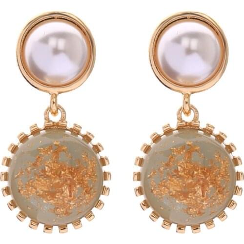 Wholesale 10 pair/lot fashion jewelry accessories metal resin circle pearl earrings