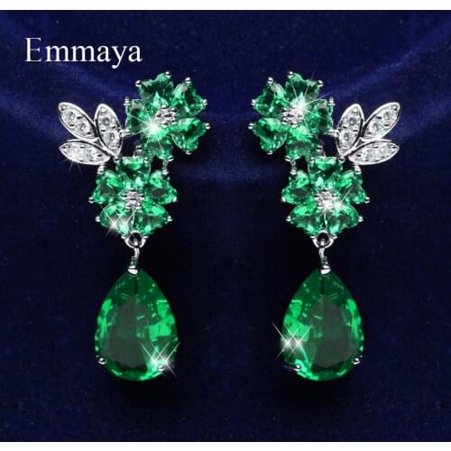 Emmaya New Fashion CZ Earring Dazzling Flower Modelling Symmetrical Style Four Color Choice For Female Elegant Jewelry In Party