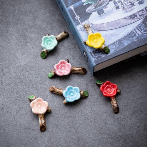 Cute Ceramic Plum Blossom Chopsticks Rest Rack Stand Holder for Chopsticks, Forks, Spoons, Knives, Paint Brushes