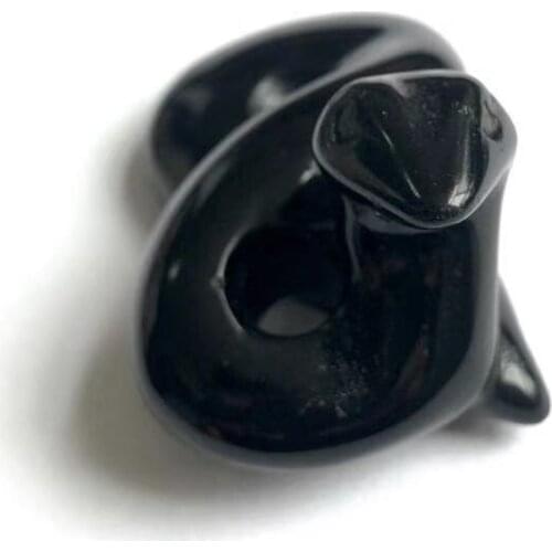 Snake Statue Natural Gemstone Black Obsidian Crystal Hand Carved Craft Reiki Healing Figurine Home Decor