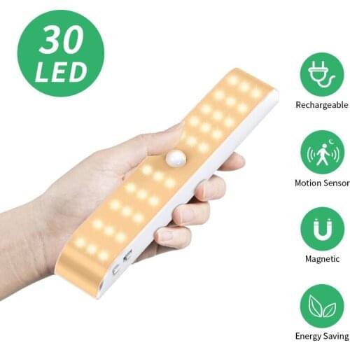 LED Under Cabinet Light with PIR Motion Sensor Rechargeable Lamp for Wardrobe Cupboard Closet Kitchen Lighting Led Night Light
