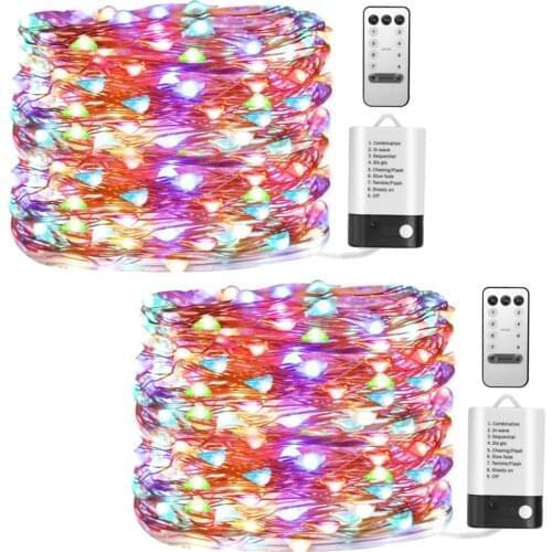 5m 10m 20m Led Light String Remote Battery Operated 8 Modes Dimmable Fairy Lights for Wedding Xmax Christmas Home Decoration