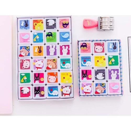 12/24Pcs Ink Pad Scrapbooking Colorful Inkpad Stamp Toy Sealing Decoration Fingerprint Stencil Card Making DIY Toy Stamp InkPad