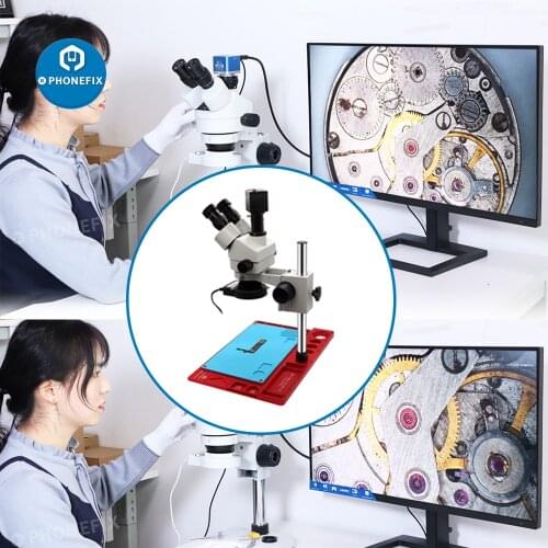 3.5-90X Simul-focal Trinocular Stereo Microscope 21MP 38MP HDMI Camera Phone Soldering Microscopio with 0.5X/2.0X Objective Lens