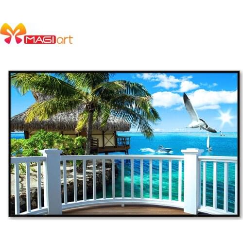 Cross stitch kits Embroidery needlework sets 11CT water soluble canvas patterns 14C landscape Facing the sea -NCMS113