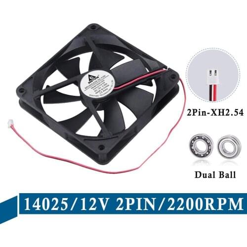 10 Pieces lot Gdstime DC 12V 2Pin 14cm 140mm 140x25mm Ball Computer Cooler Radiator Cooling Fan