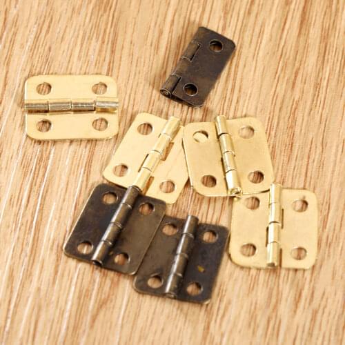 10Pcs 16*13mm Mini Furniture Decorative Hinges Jewellery Trinket Wine Wooden Box Cabinet Hinges with Screws Antique Bronze/Gold
