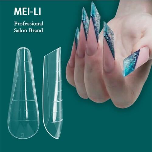 120PCS Nails Dual Form For Quick Building Mold Almond Nail Extension Forms Clear Reusable Poly Nail Gel Molds For Upper Forms