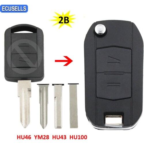 2 Button Folding Flip Remote Key Shell Case Housing Upgrade for Opel Vauxhall Corsa C Meriva Combo HU100/HU43/HU46/YM28 Blade